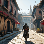 **

Prompt: High-resolution (1440p or 4K) AAA game screenshot.  Detailed textures, anti-aliasing, and ray tracing showcasing visually stunning graphics requiring 12GB+ VRAM. Example: *Assassin's Creed Valhalla* or *Cyberpunk 2077*.

**