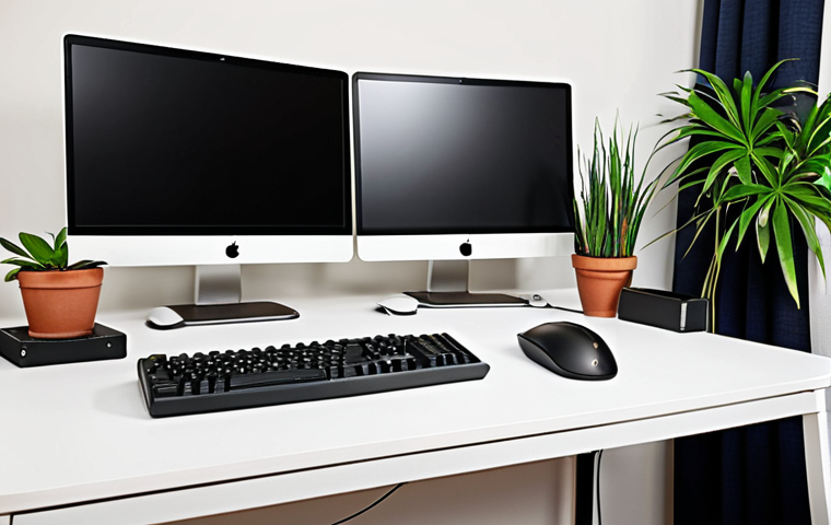 **Prompt:** An ergonomic workspace featuring a modern desktop PC, a comfortable keyboard, an ergonomic mouse, and a monitor set at eye-level. The scene emphasizes a healthy posture and comfortable working environment, perhaps with a plant on the desk for added ambiance.